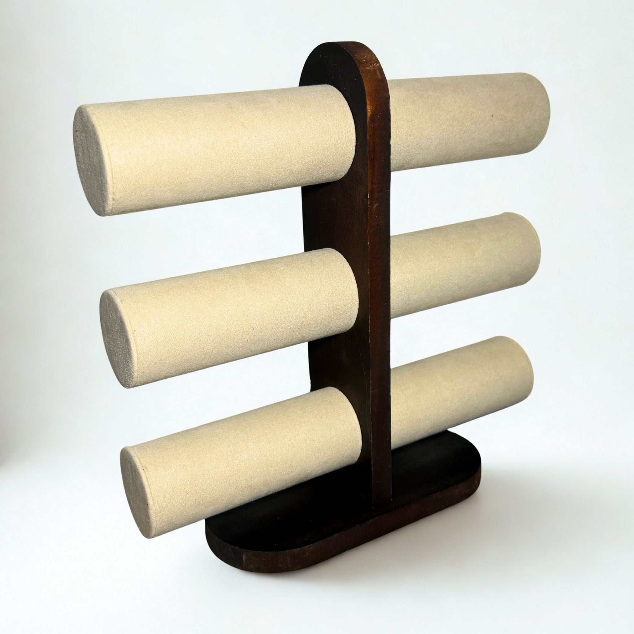 Présentoir Jonc triple - Bois suédine beige - Bracelets/montres