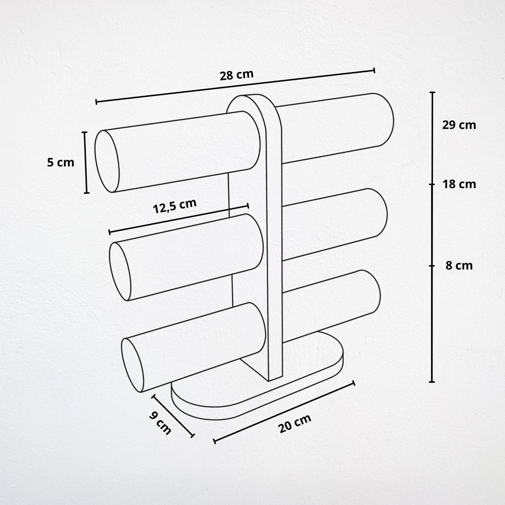 Présentoir Jonc triple - Bois suédine beige - Bracelets/montres