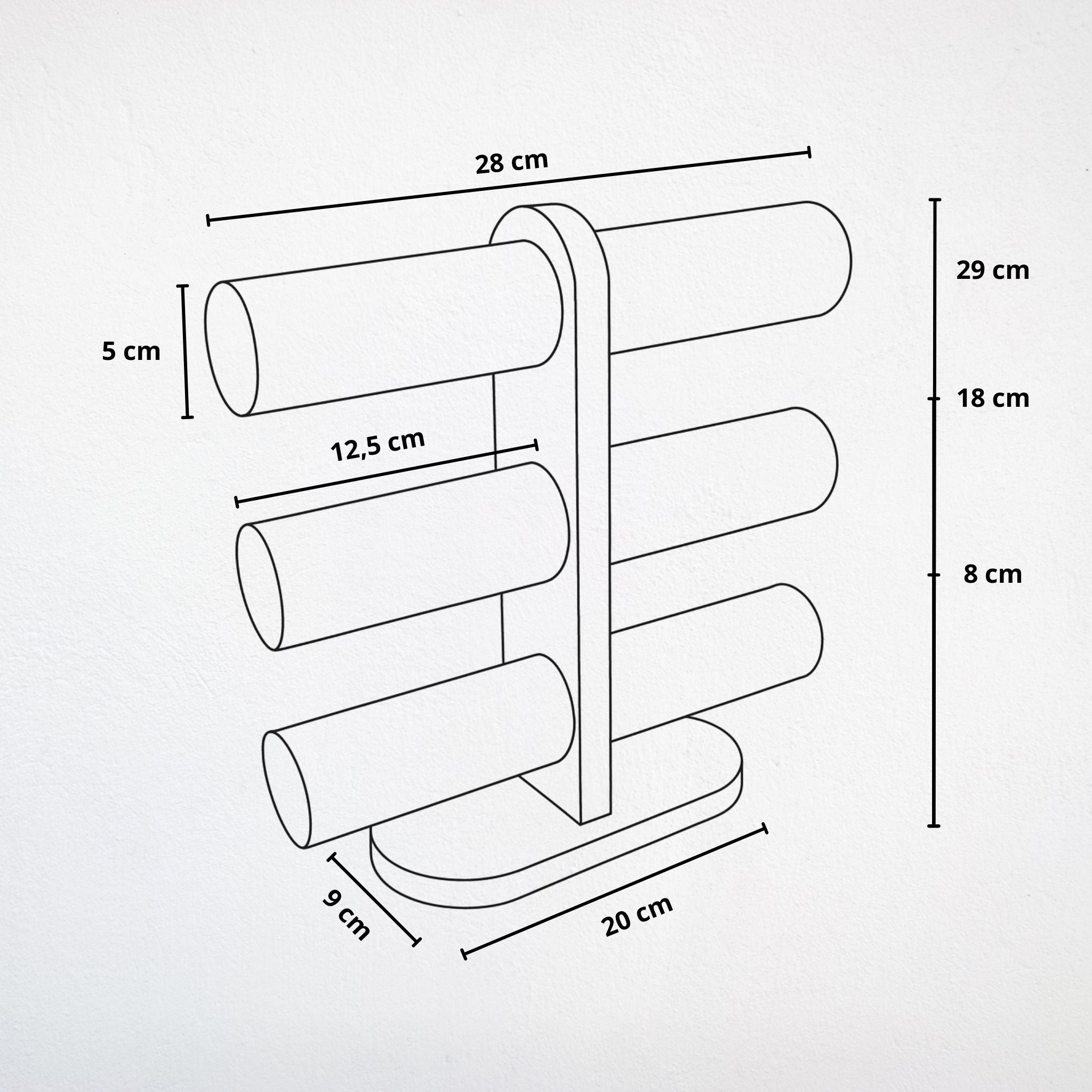 Présentoir Jonc triple - Bois suédine beige - Bracelets/montres