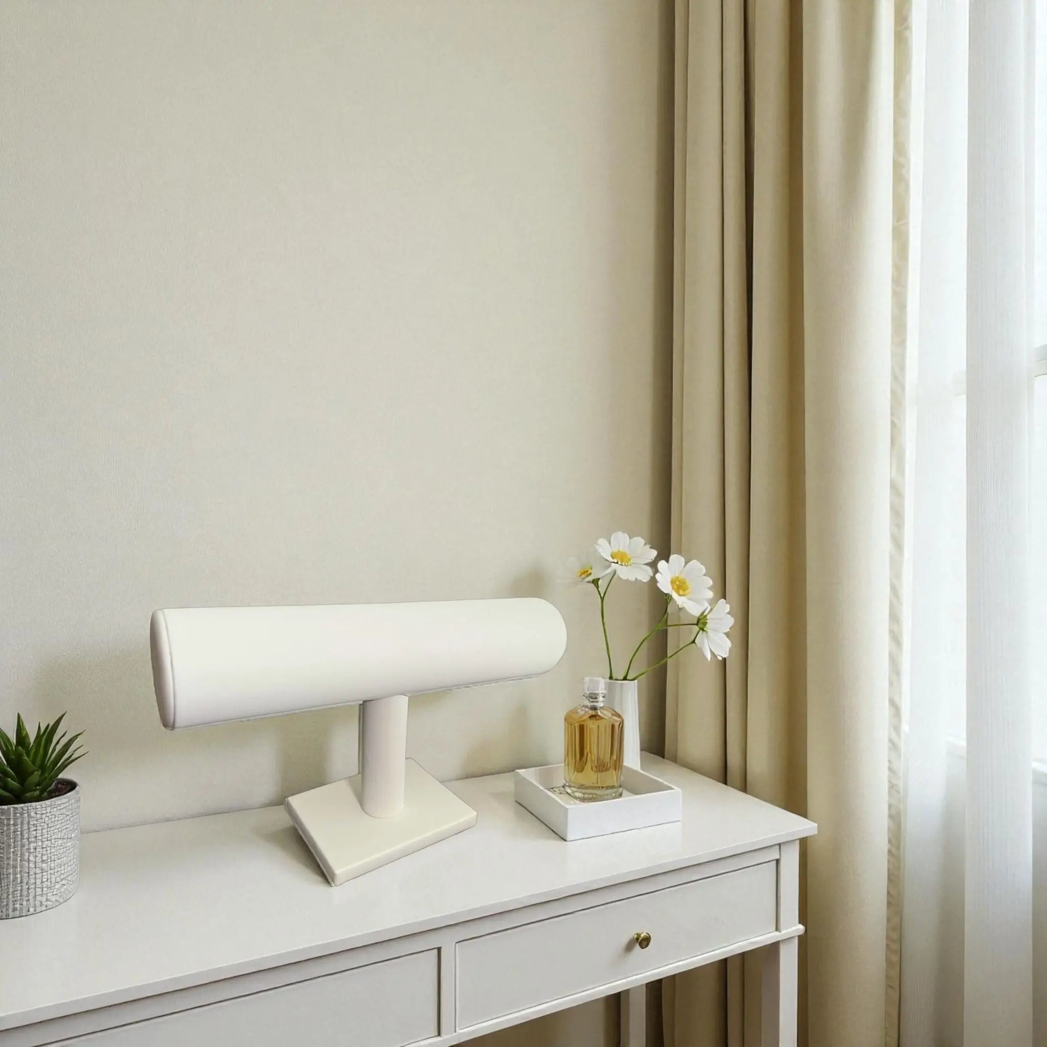 Présentoir Jonc simple - Simili cuir blanc - Bracelets/montres Précieuse Lucie