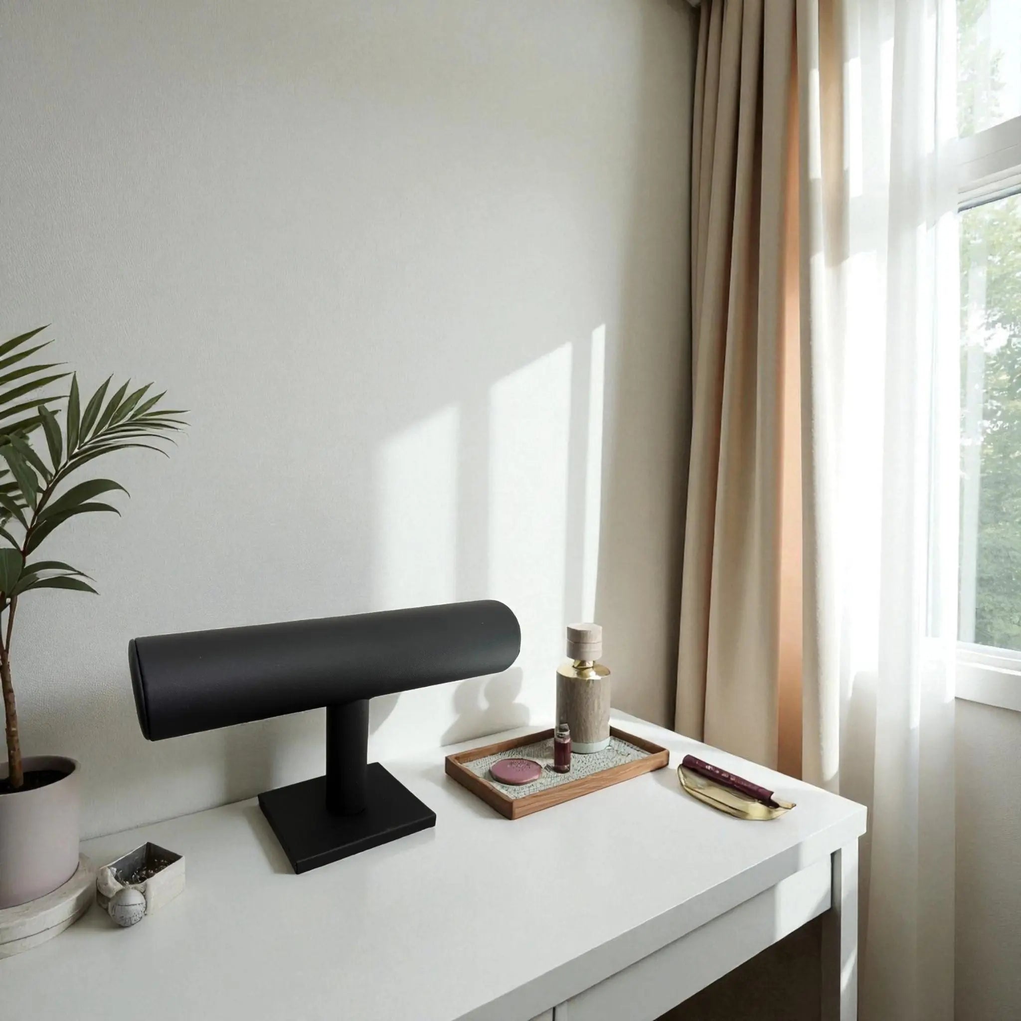 Présentoir Jonc simple - Simili cuir noir - Bracelets/montres Précieuse Lucie