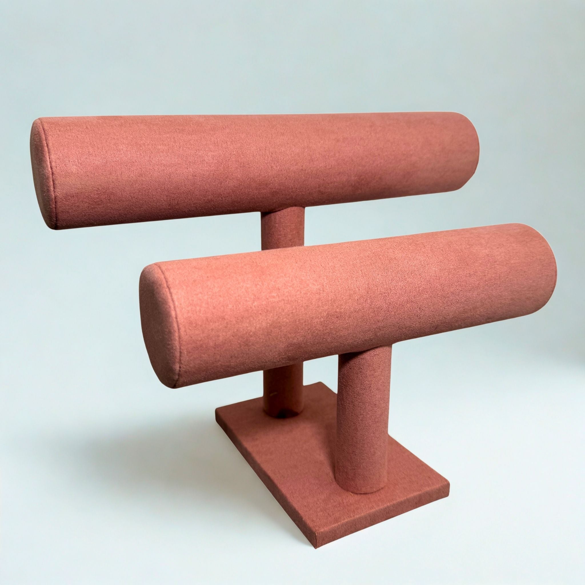 Présentoir Jonc double - Suédine rose - Bracelets/montres Précieuse Lucie