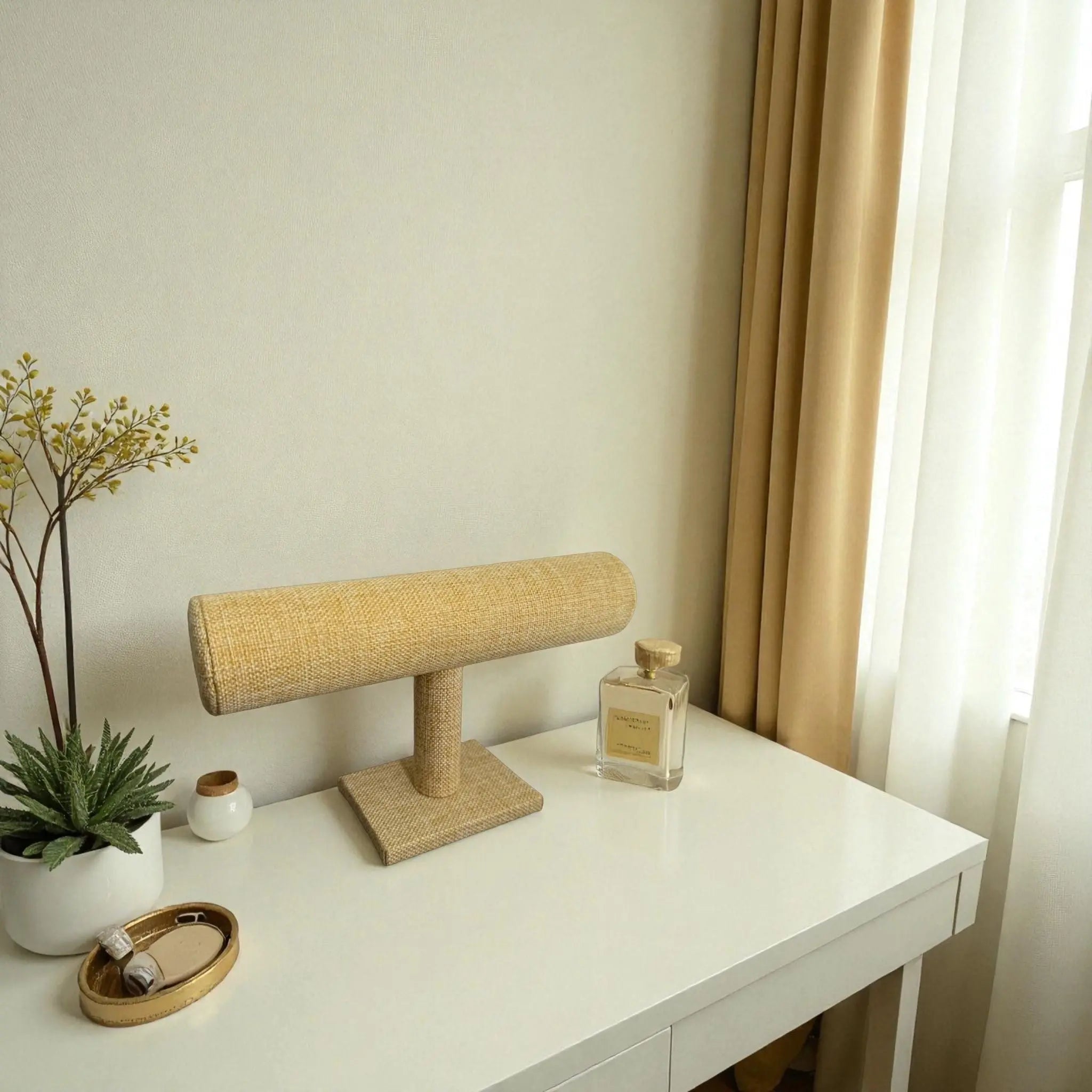 Présentoir Jonc simple - Toile de jute beige - Bracelets/montres Précieuse Lucie