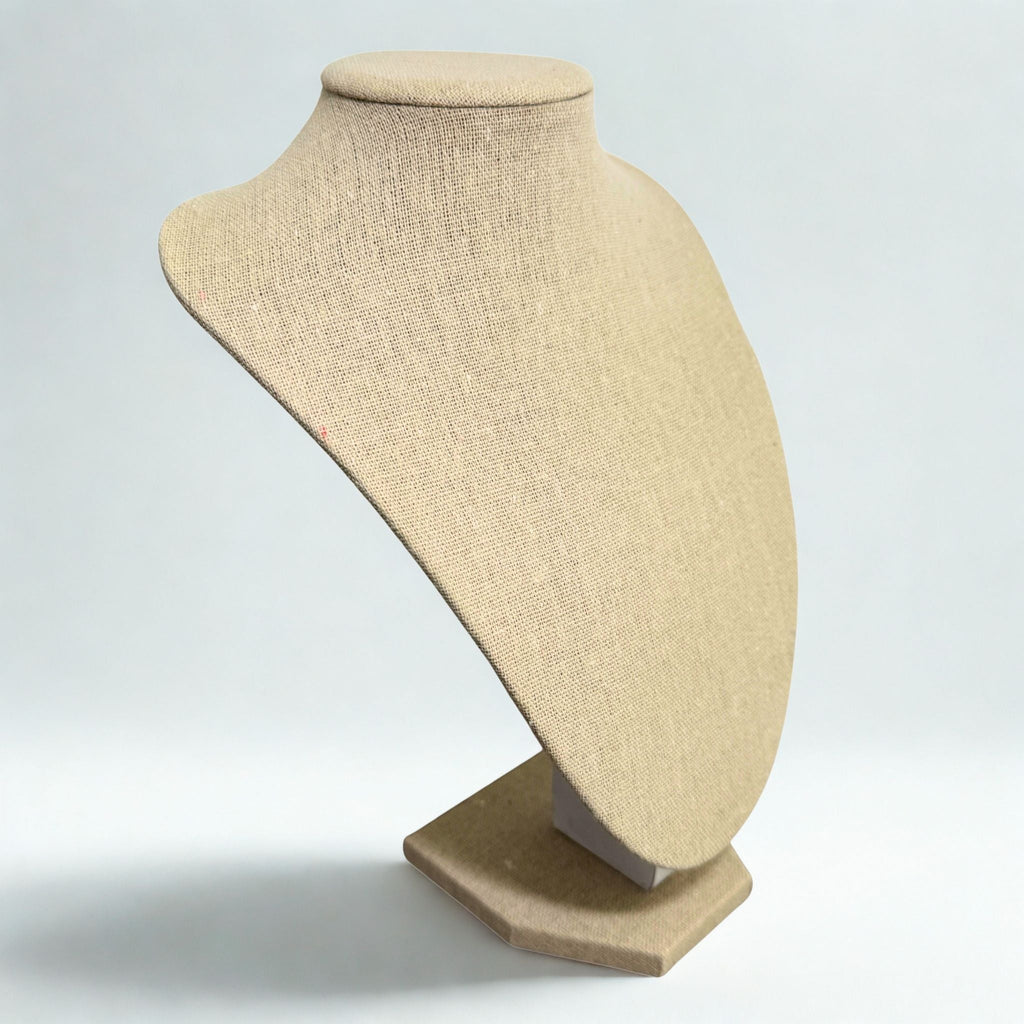 Présentoir Buste moyen - Coton beige naturel - Colliers/chaînes Précieuse Lucie