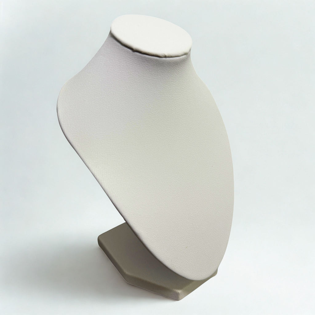 Présentoir Buste mini - Simili cuir blanc - Colliers/chaînes Précieuse Lucie