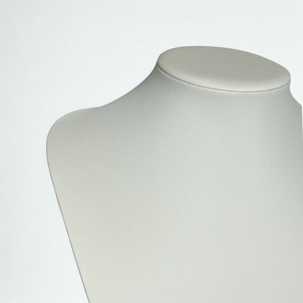 Présentoir Buste grand - Simili cuir blanc - Colliers/chaînes Précieuse Lucie