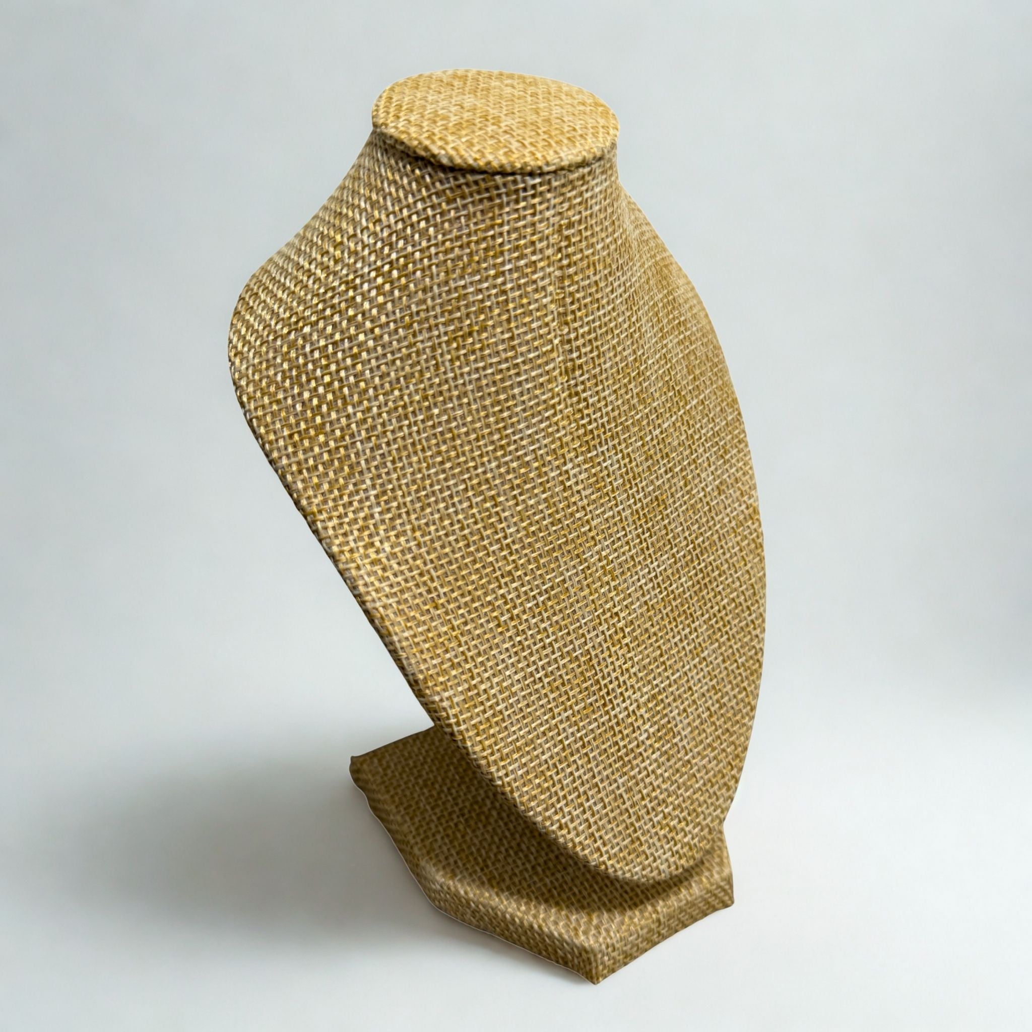 Présentoir Buste mini - Toile de jute beige - Colliers/chaînes Précieuse Lucie