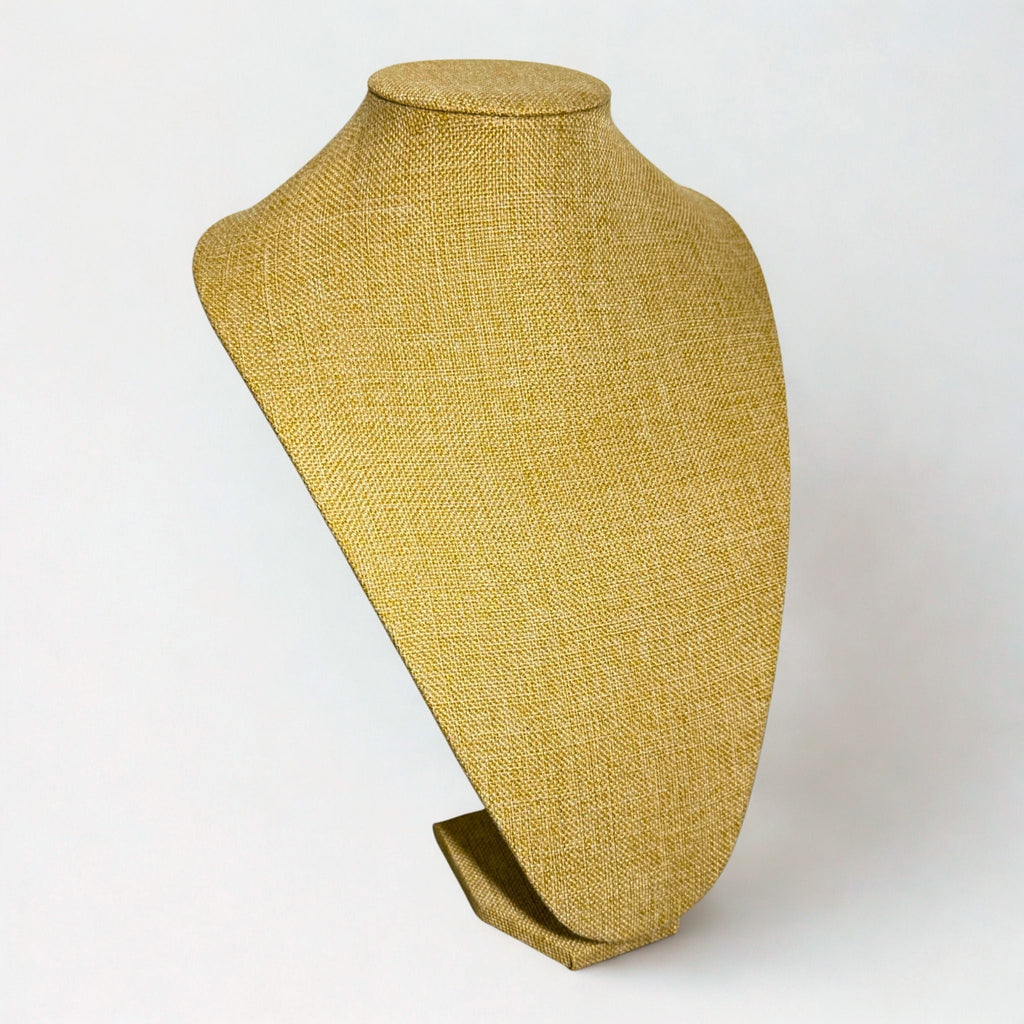 Présentoir Buste grand - Toile de jute beige - Colliers/chaînes Précieuse Lucie