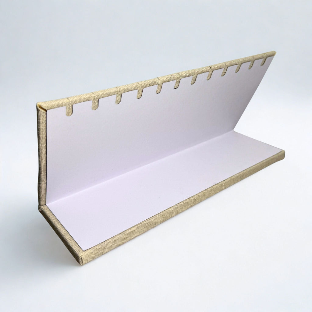 Présentoir Bijoux en L - Coton beige - Colliers/chaînes Précieuse Lucie