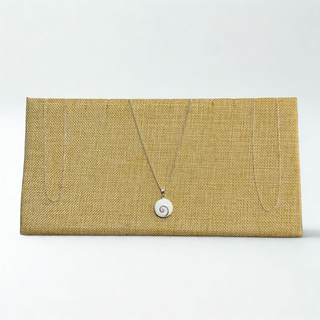 Présentoir Bijoux en L - Toile de jute beige - Colliers/chaînes Précieuse Lucie