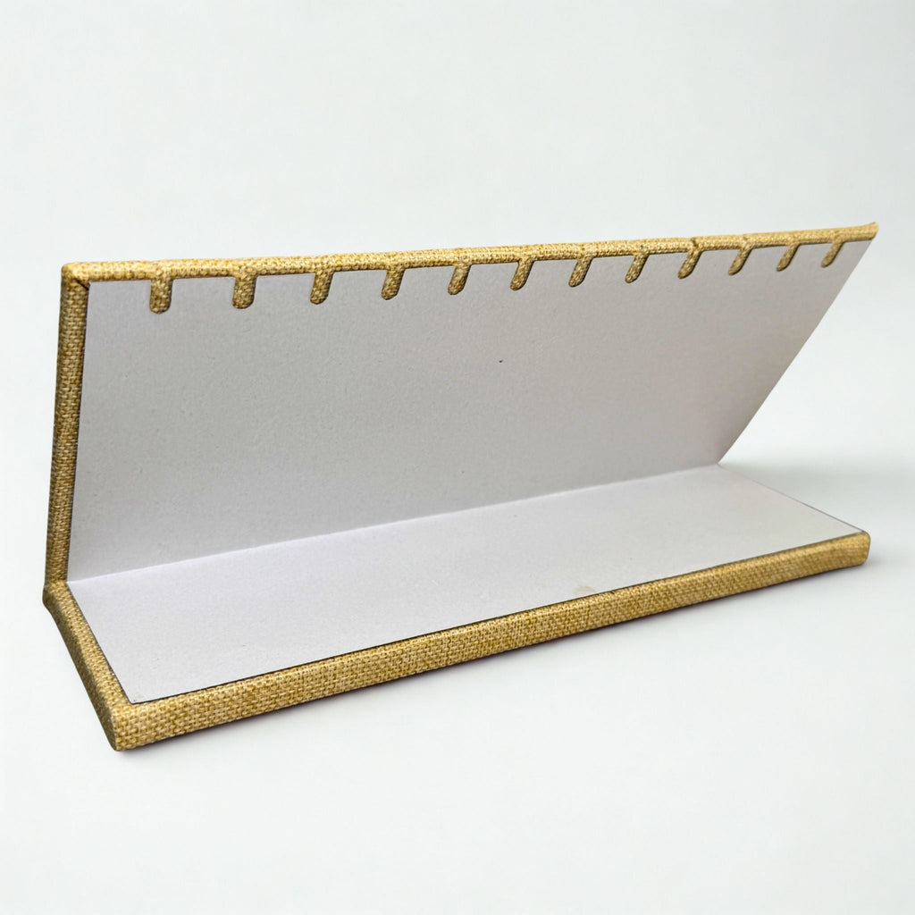 Présentoir Bijoux en L - Toile de jute beige - Colliers/chaînes Précieuse Lucie