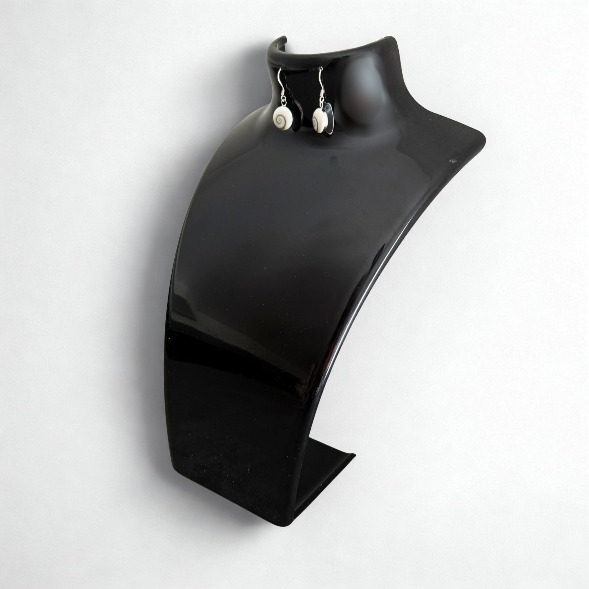 Présentoir Buste parure - Acrylique noir - Colliers/boucles d'oreilles Précieuse Lucie