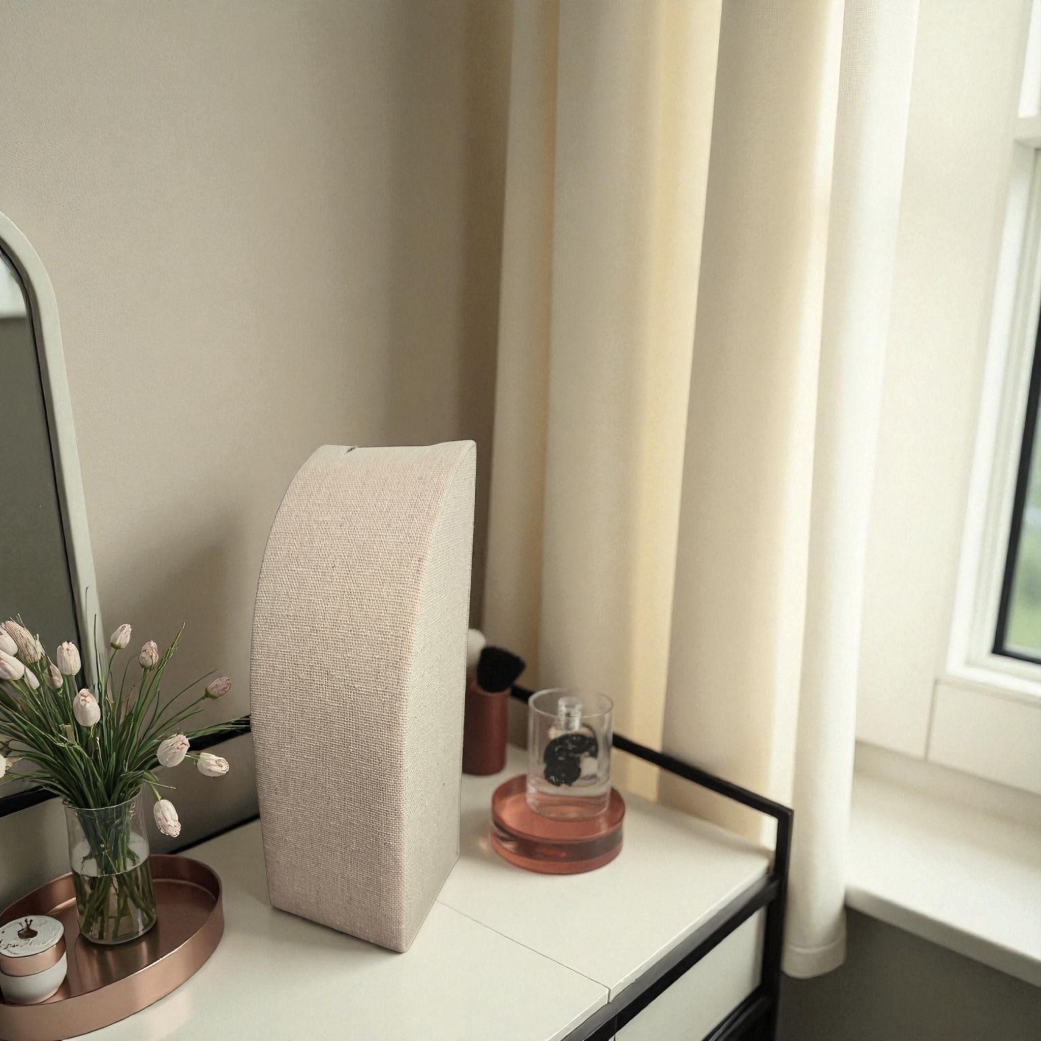 Présentoir Buste rectangle moyen - Coton beige - Colliers/chaînes Précieuse Lucie