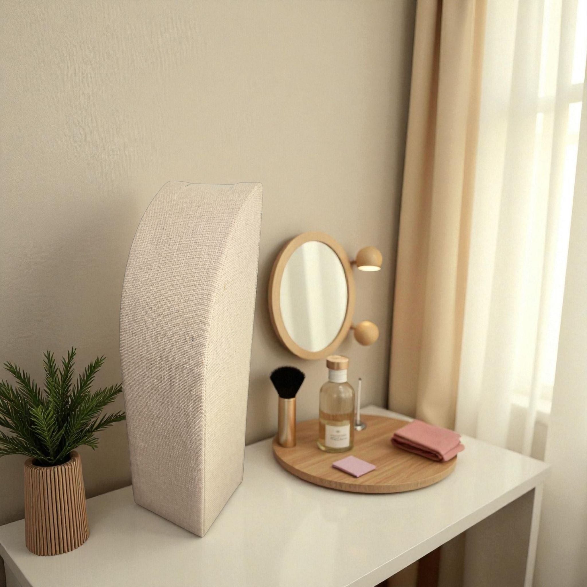 Présentoir Buste rectangle grand - Coton beige - Colliers/chaînes Précieuse Lucie