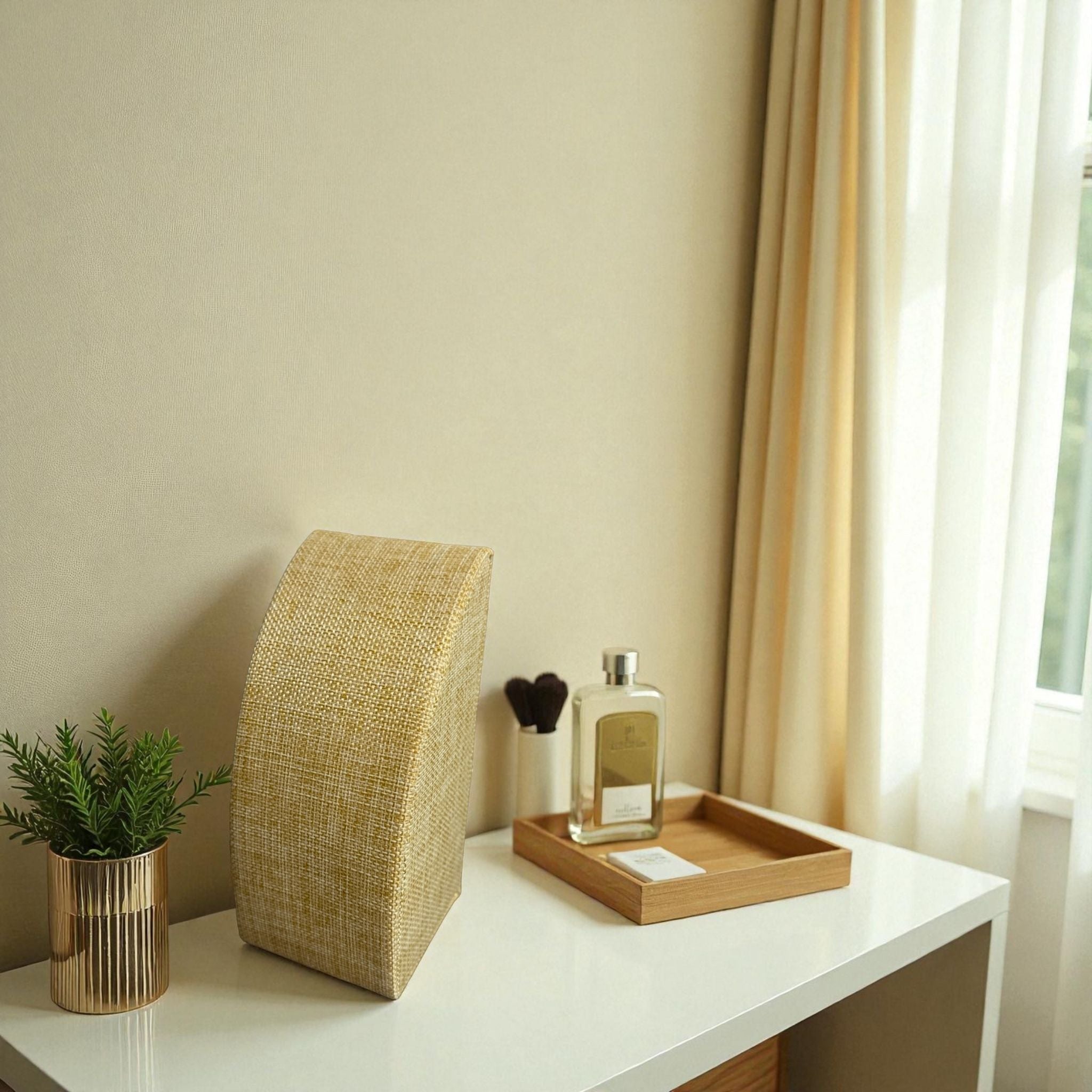 Présentoir Buste rectangle petit - Toile de jute beige - Colliers/chaînes Précieuse Lucie