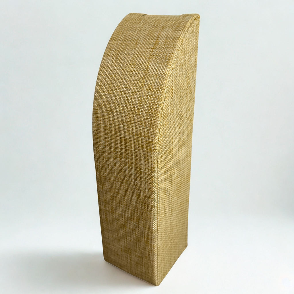 Présentoir Buste rectangle grand - Toile de jute beige - Colliers/chaînes Précieuse Lucie