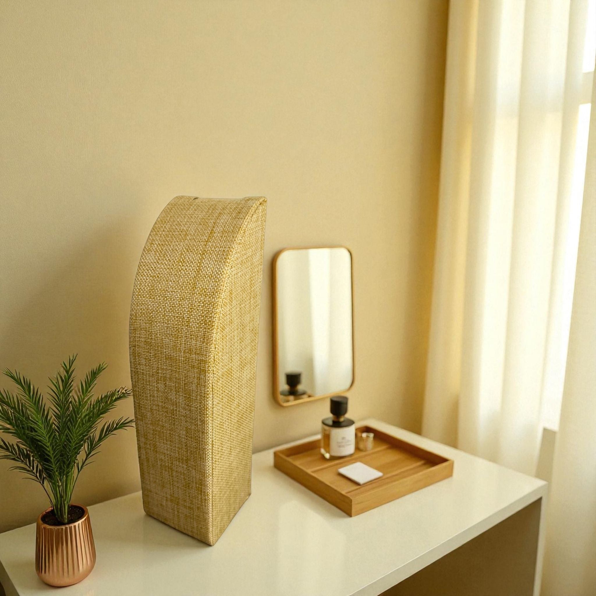 Présentoir Buste rectangle grand - Toile de jute beige - Colliers/chaînes Précieuse Lucie