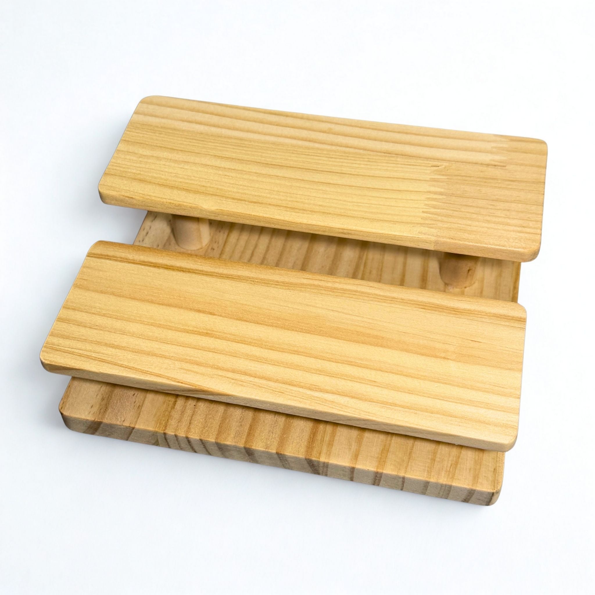 Présentoir Escalier - Bois clair 2 marches - Bijoux/lunettes