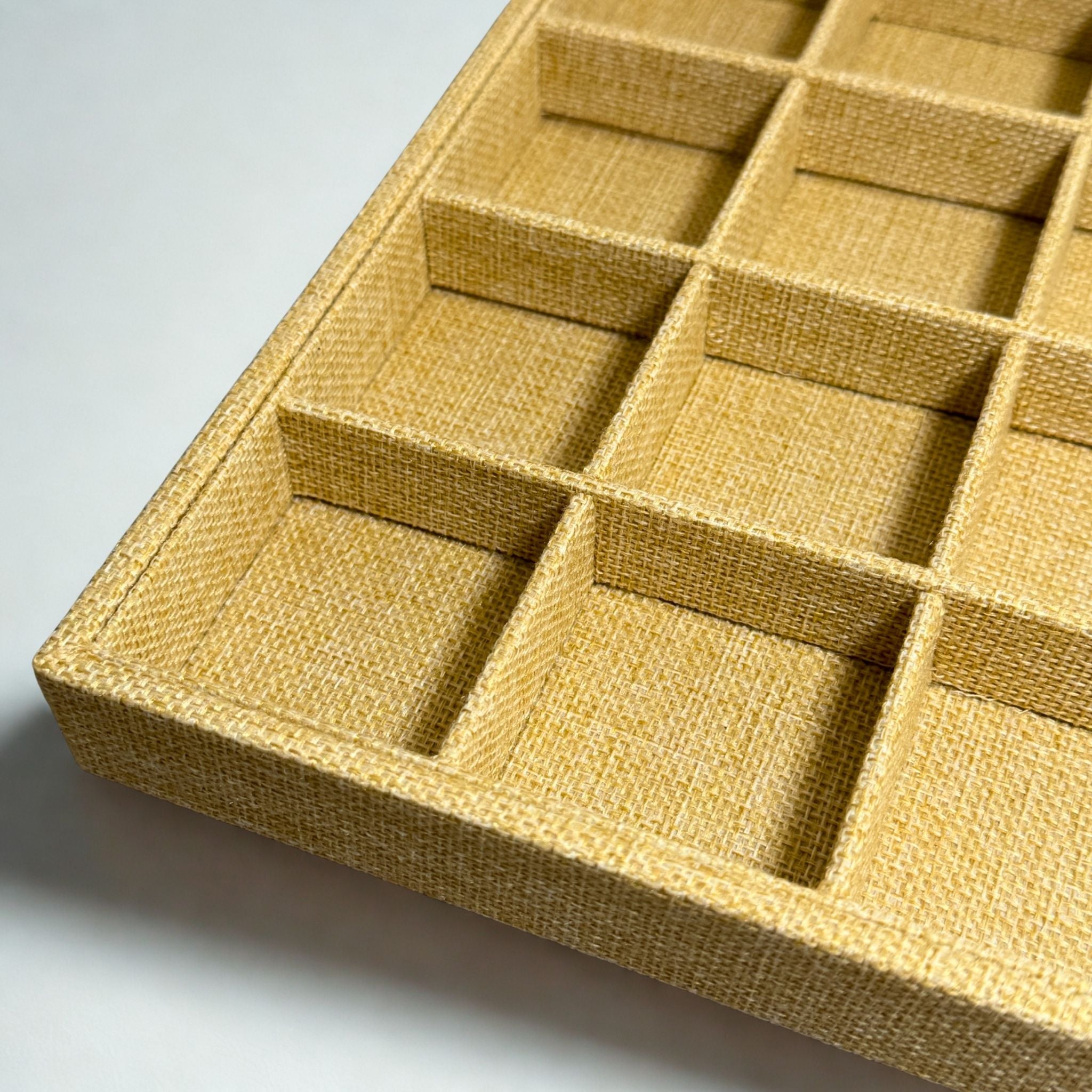 Présentoir Plateau casiers - Toile de jute beige - Bijoux