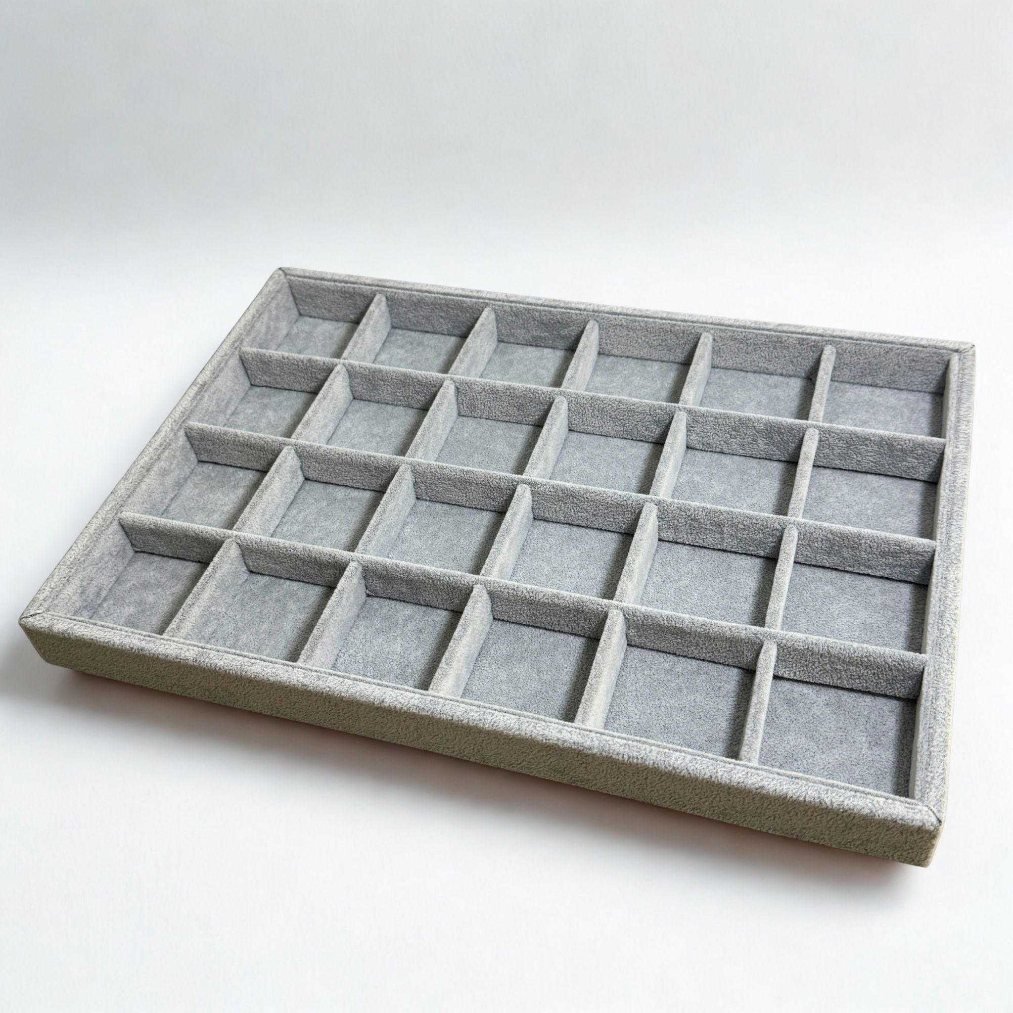 Présentoir Plateau casiers - Velours gris - Bijoux