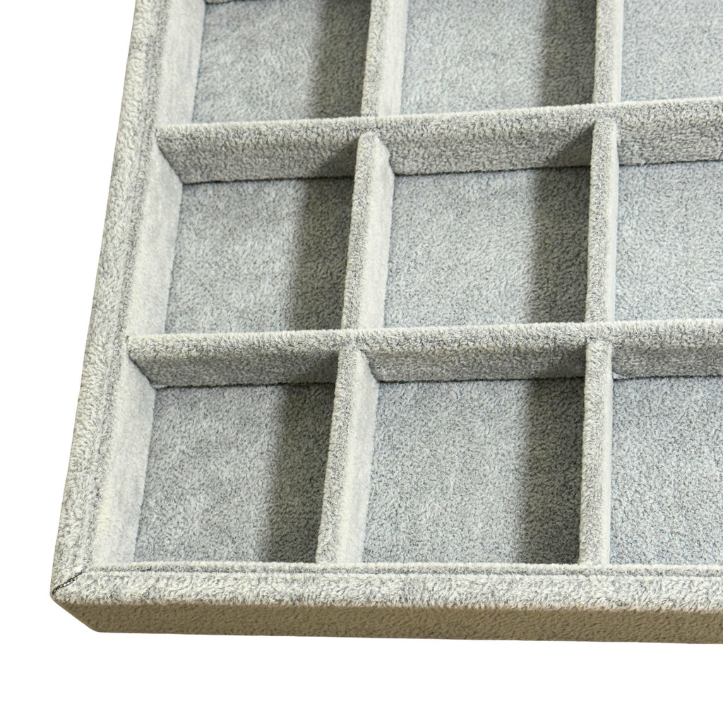 Présentoir Plateau casiers - Velours gris - Bijoux