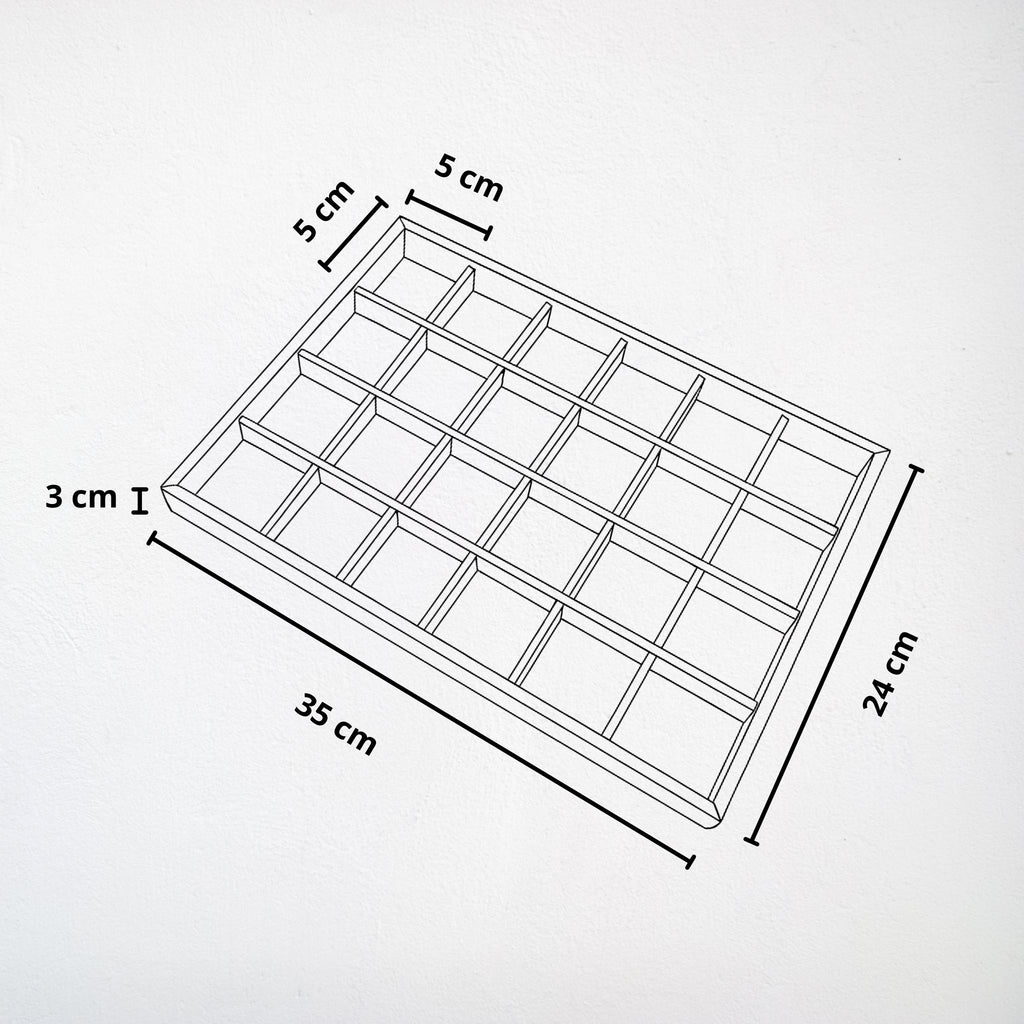 Présentoir Plateau casiers - Toile de jute beige - Bijoux